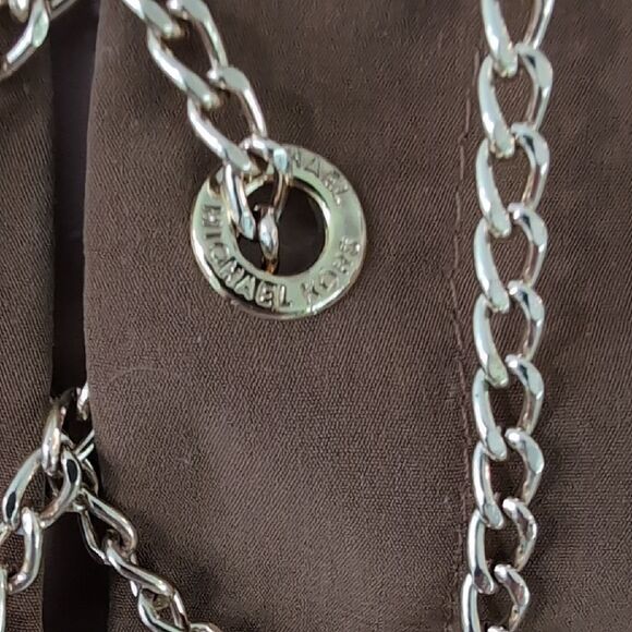 Michael Kors Brown Sheath Dress with Crew Neck and 3/4 Sleeves - Picture 10 of 12